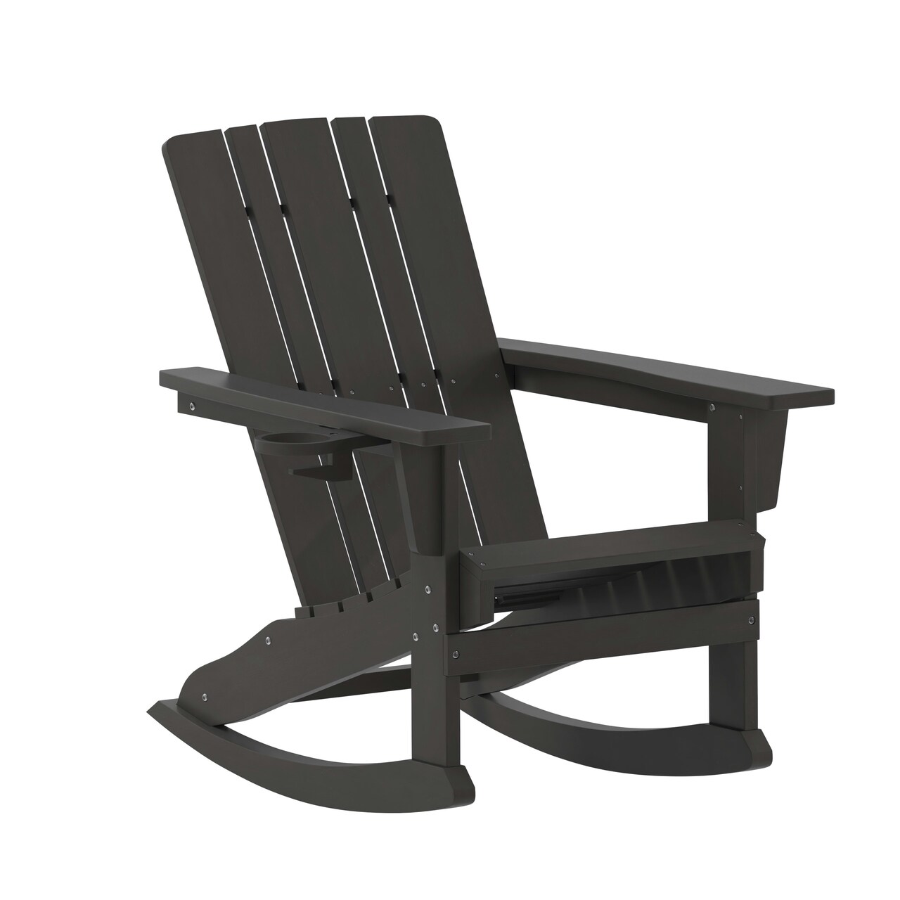 Merrick Lane Ridley HDPE Adirondack Chair with Cup Holder and Pull Out Ottoman, All-Weather HDPE Indoor/Outdoor Chair